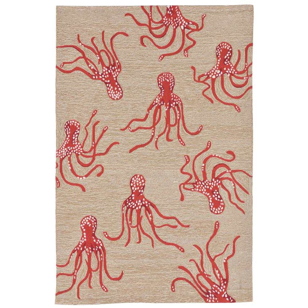 Liora Manne 1677/17 Capri Octopus Indoor/Outdoor Rug Orange 24"X36"