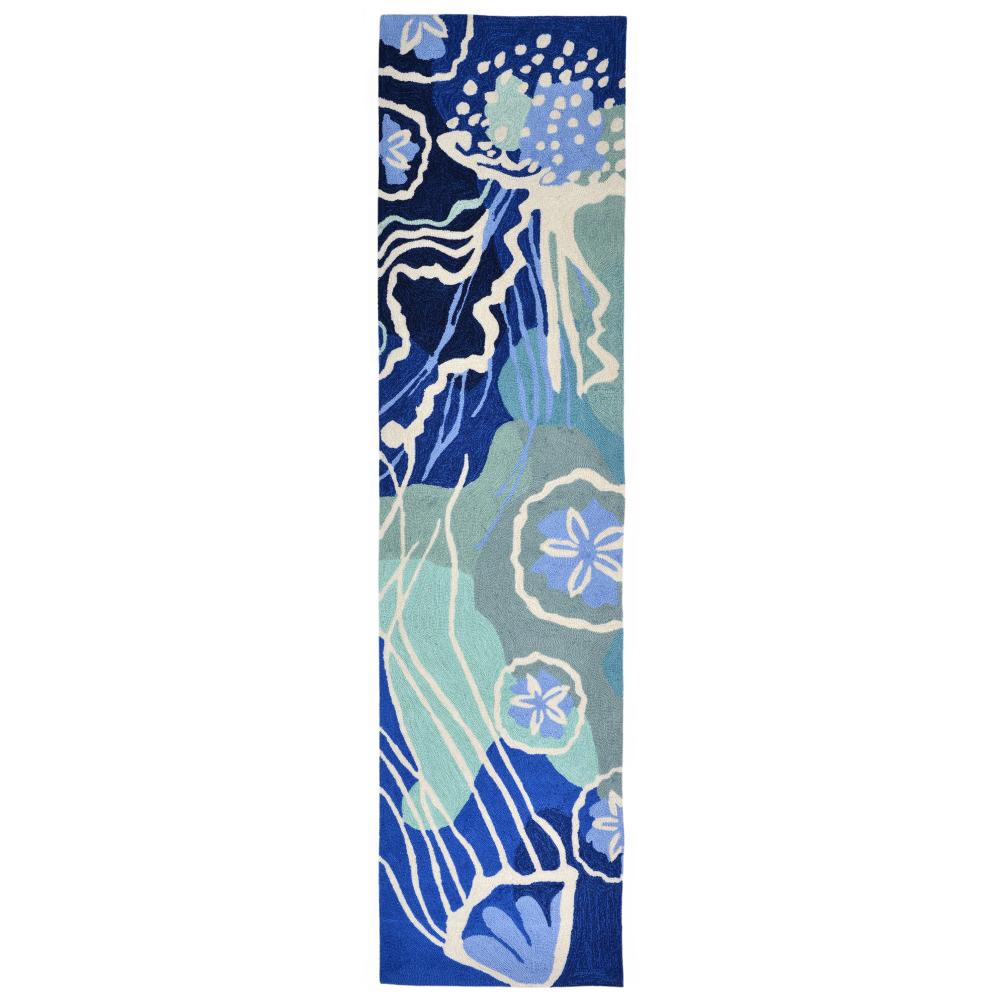 Liora Manne 1665/04 Capri Jelly Fish Indoor/Outdoor Rug Blue 24"X60"