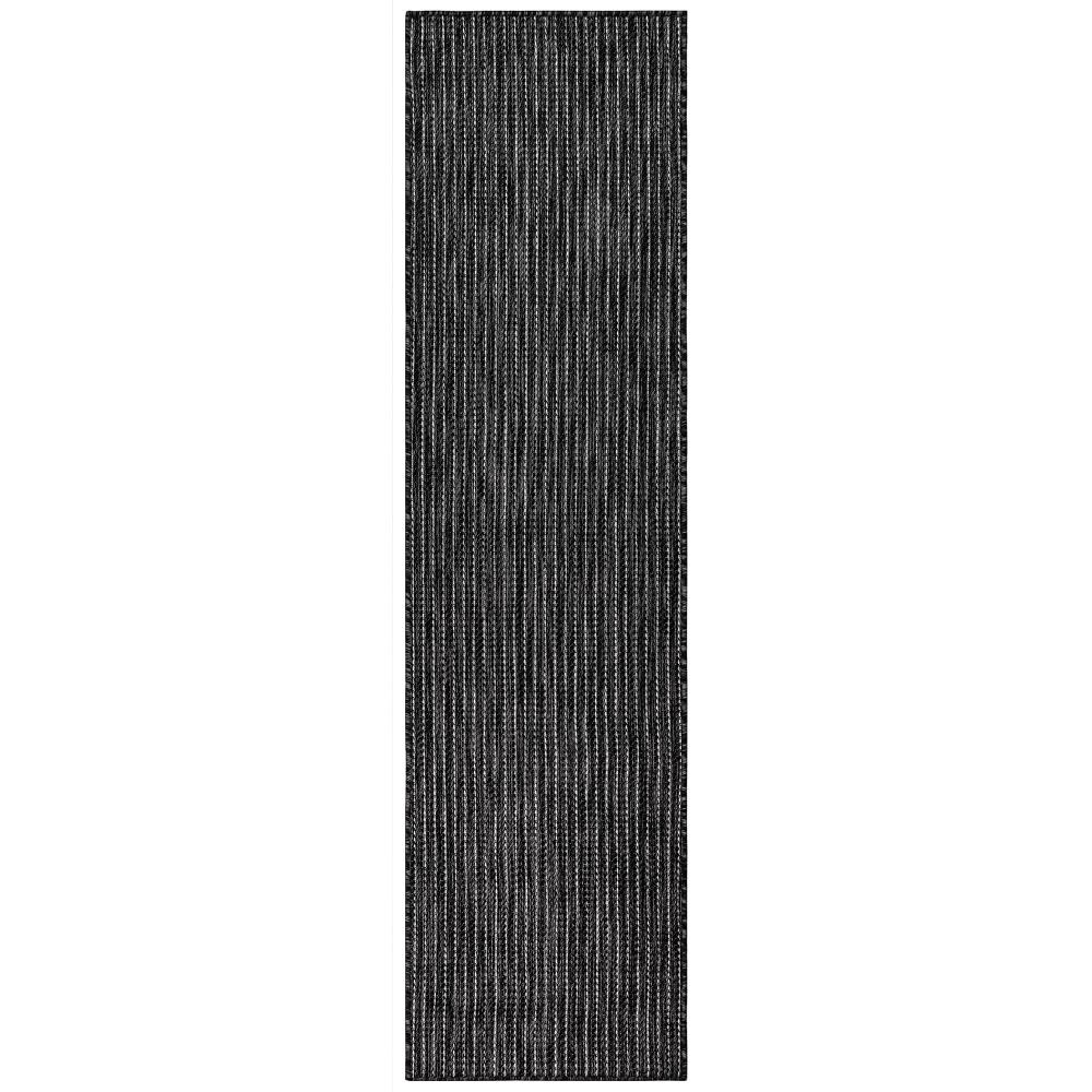 Liora Manne 8422/48 Carmel Texture Stripe Indoor/Outdoor Rug Black 23"X7