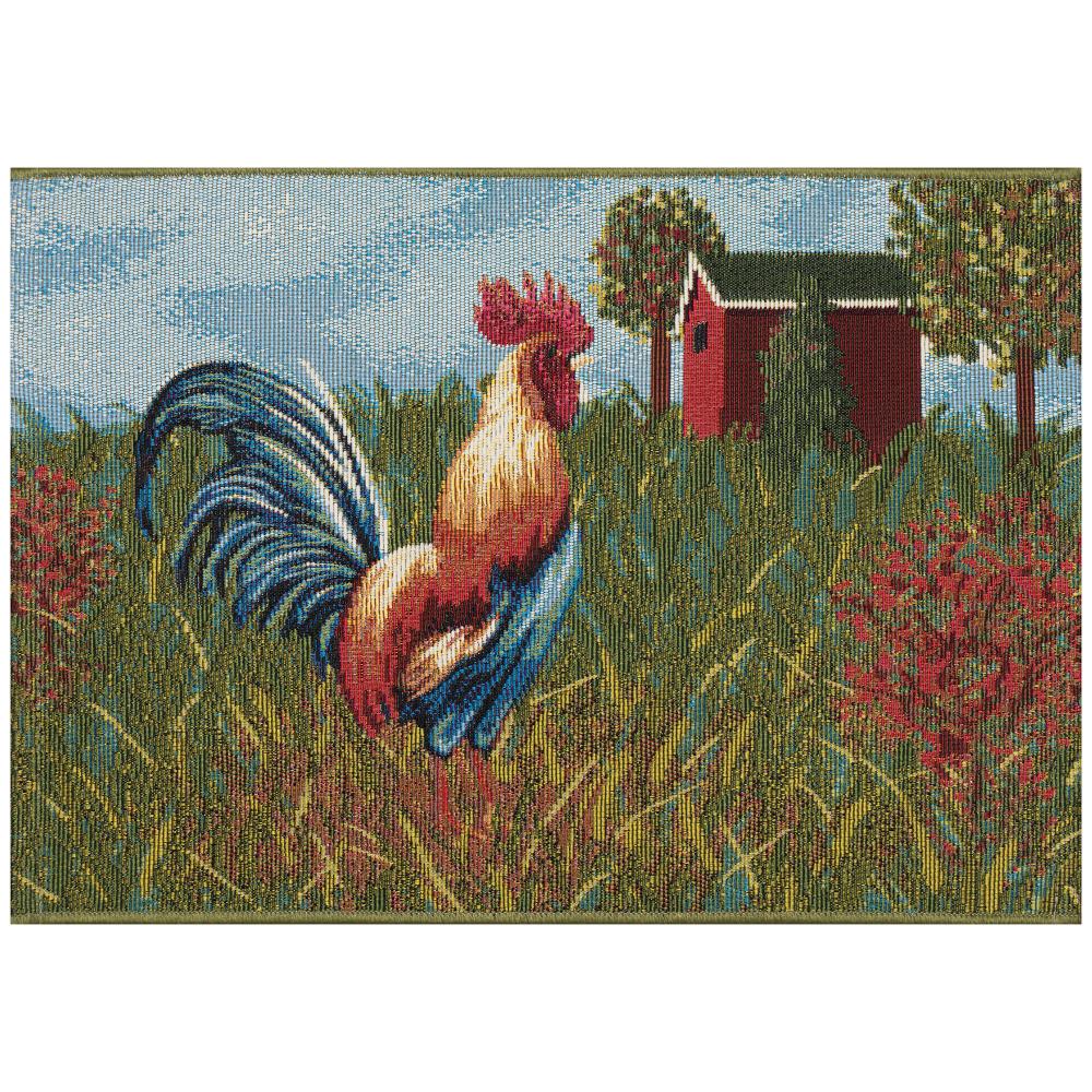 Liora Manne 9608/03 Esencia Rooster Farm Indoor/Outdoor Mat Blue 2