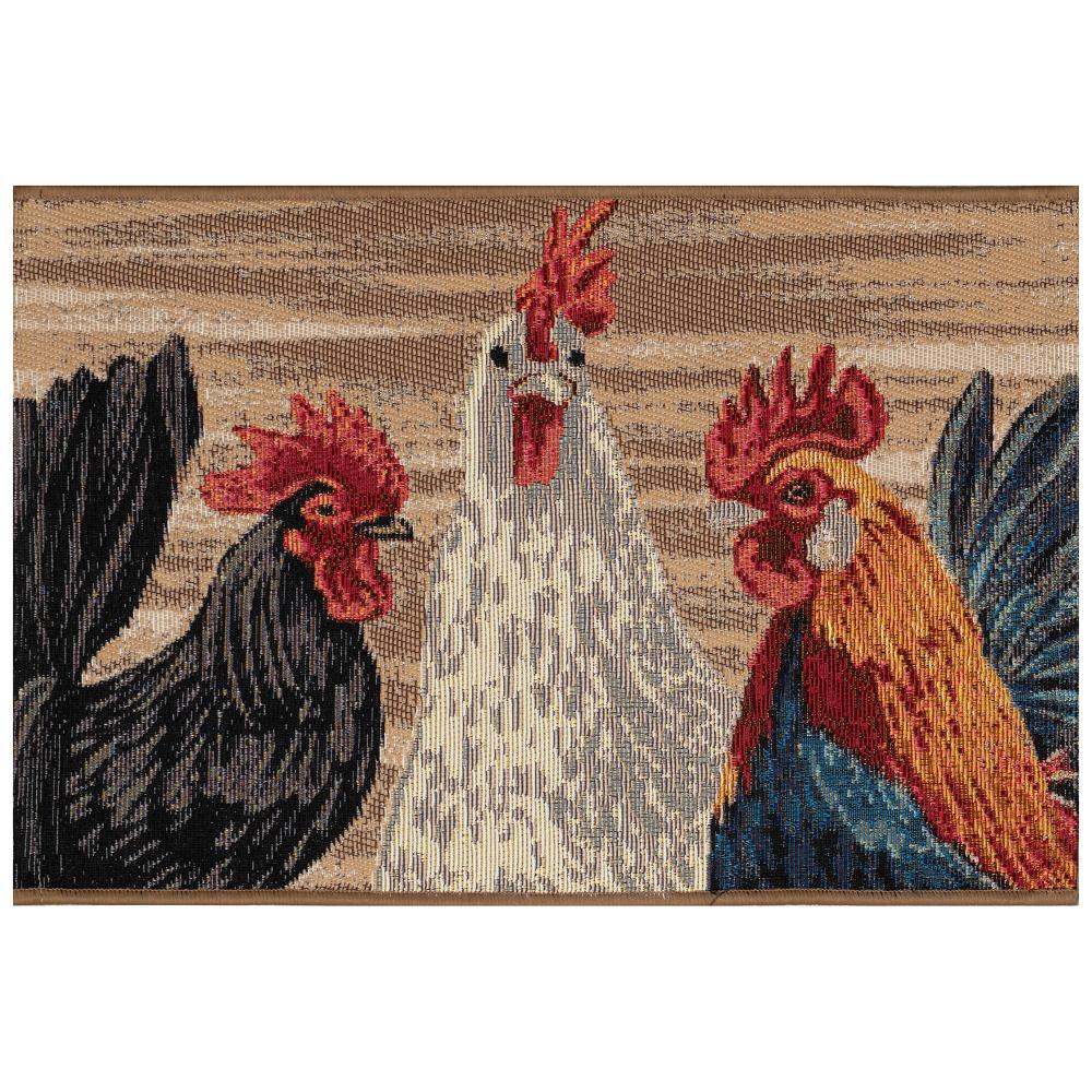 Liora Mann 9671/12 Esencia Three Roosters Indoor/Outdoor Mat Natural 2