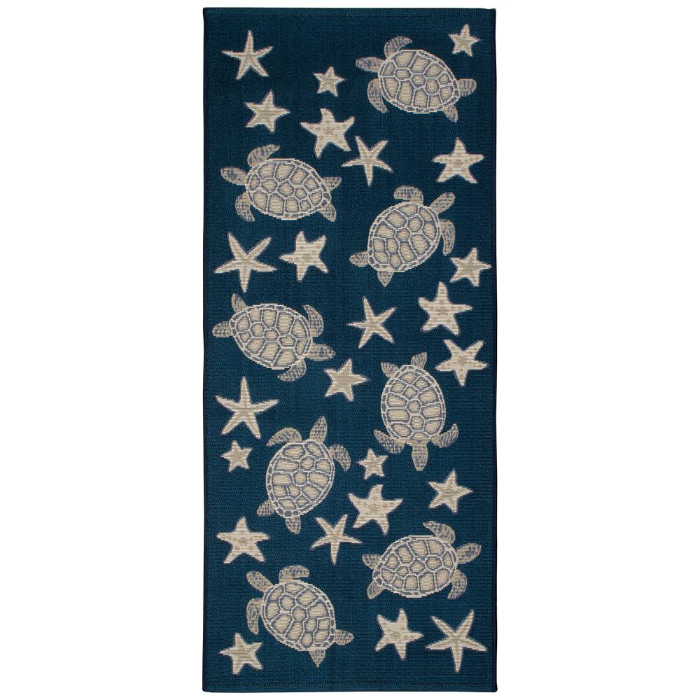 Liora Manne 9576/33 Esencia Turtle And Stars Indoor/Outdoor Mat Navy 1