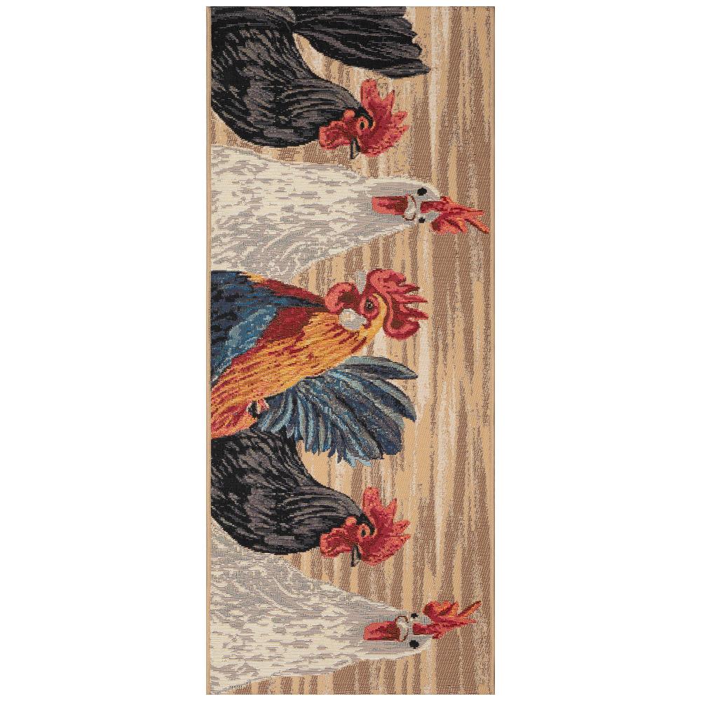 Liora Mann 9671/12 Esencia Three Roosters Indoor/Outdoor Mat Natural 1