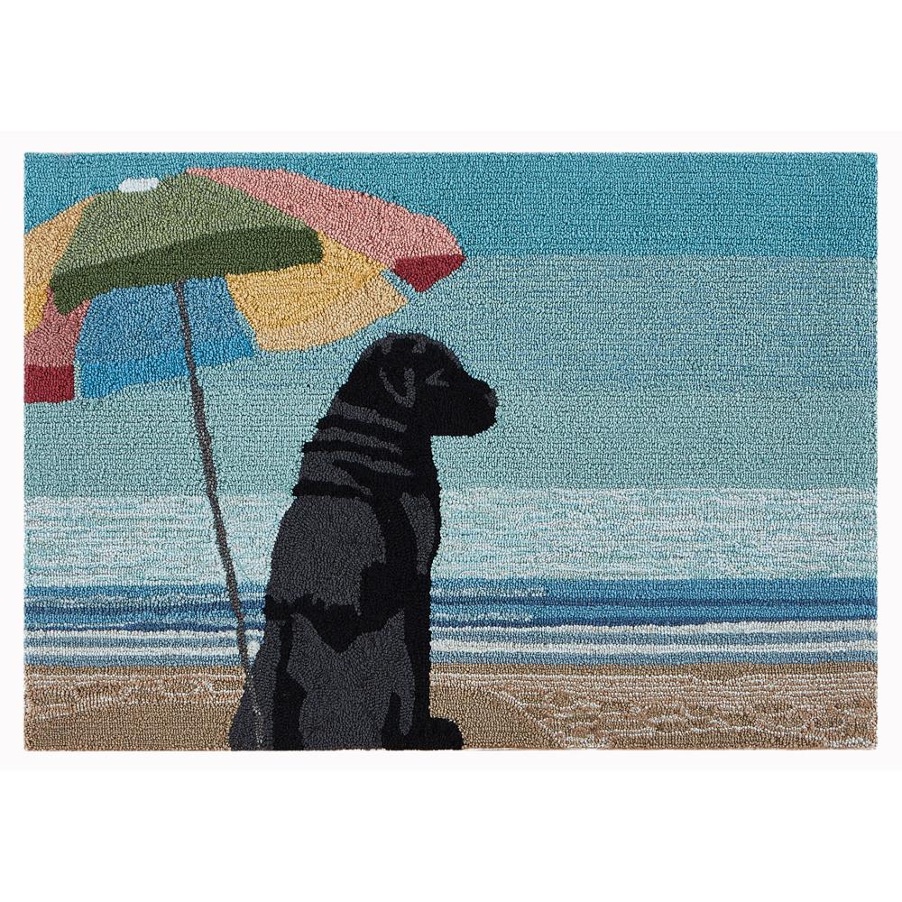 Liora Manne 4495/44 Frontporch Parasol And Pup Indoor/Outdoor Rug in Multi 1 ft. 9 in. X 2 ft. 9 in.