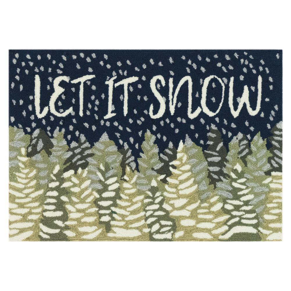 Liora Manne 4512/47 Frontporch Let It Snow Indoor/Outdoor Rug Midnight 1