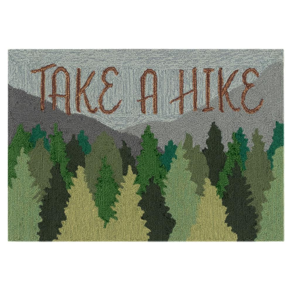 Liora Manne 4513/16 Frontporch Take A Hike Indoor/Outdoor Rug in Green 1 ft. 9 in. X 2 ft. 9 in.