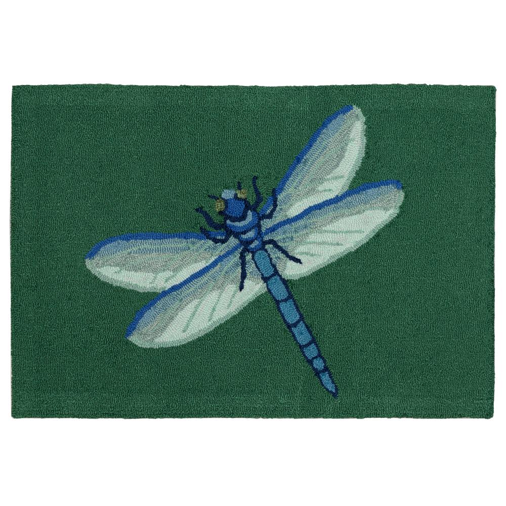 Liora Manne 4556/06 Garden Dragonfly Green Everywear in Green 1 ft. 8 in. X 2 ft. 6 in.