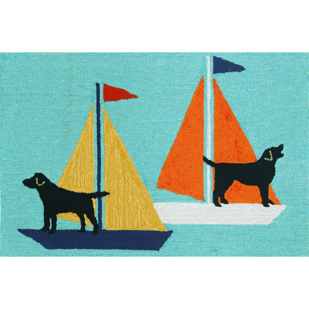 Liora Manne 1402/03 SAILING DOGS BLUE Hand Tufted Indoor/Outdoor Area Rug in 20"X30"