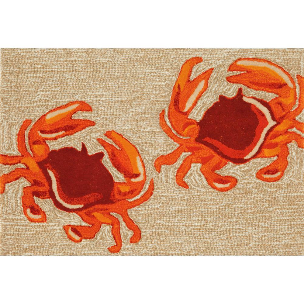 Liora Manne 1404/12 Frontporch Crabs Indoor/Outdoor Rug Natural 24"X60"