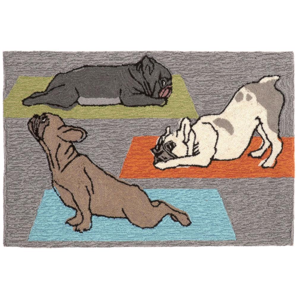Liora Manne 1488/47 YOGA DOGS HEATHER Hand Tufted Indoor/Outdoor Area Rug in 20"X30"