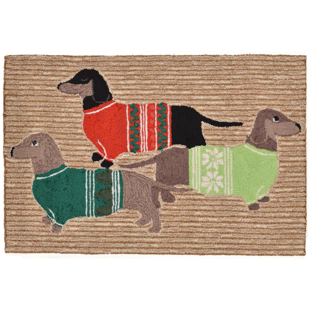 Liora Manne FTP12156612 Holiday Hounds Neutral 20"X30" Area Rug