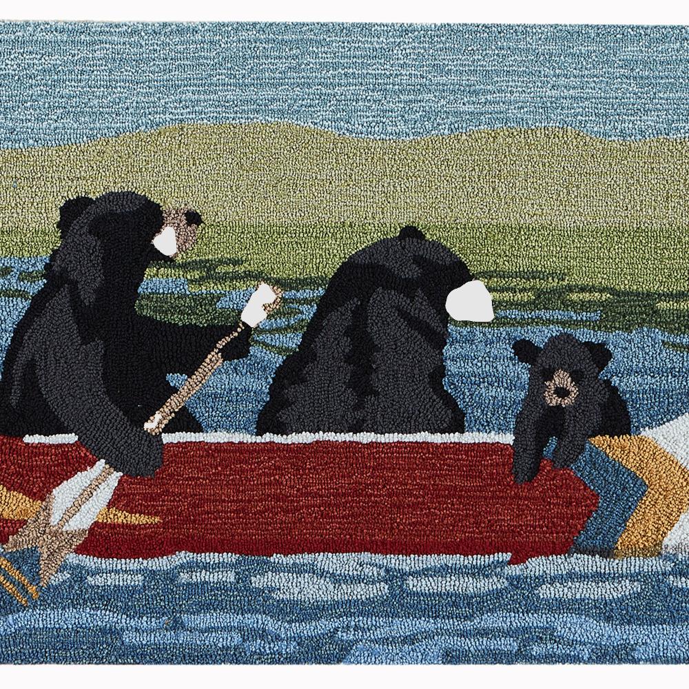 Liora Manne 1892/03 Frontporch Are We Bear Yet? Indoor/Outdoor Rug in Blue 1 ft. 9 in. X 2 ft. 9 in.