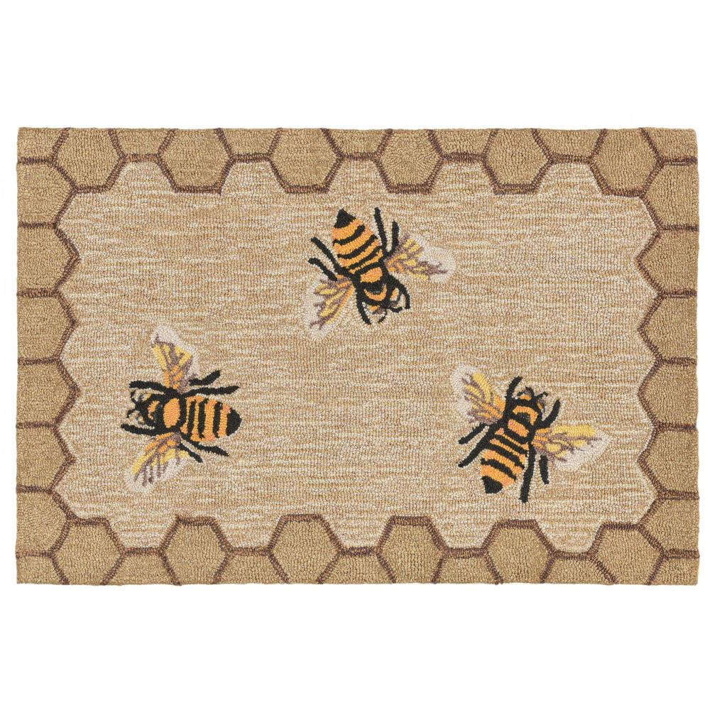 Liora Manne 2432/12 Frontporch Honeycomb Bee Indoor/Outdoor Rug Natural 20"X30"