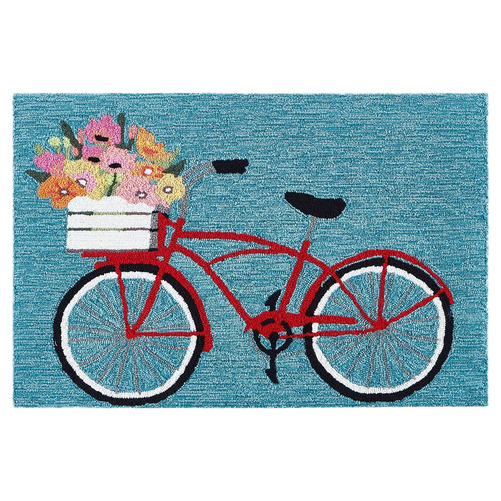 Liora Manne 4434/03 Frontporch Bike Ride Indoor/Outdoor Rug Blue 20"X30"