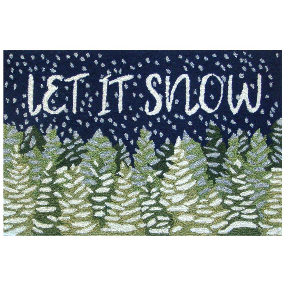Liora Manne 4512/47 Frontporch Let It Snow Indoor/Outdoor Rug Midnight 1