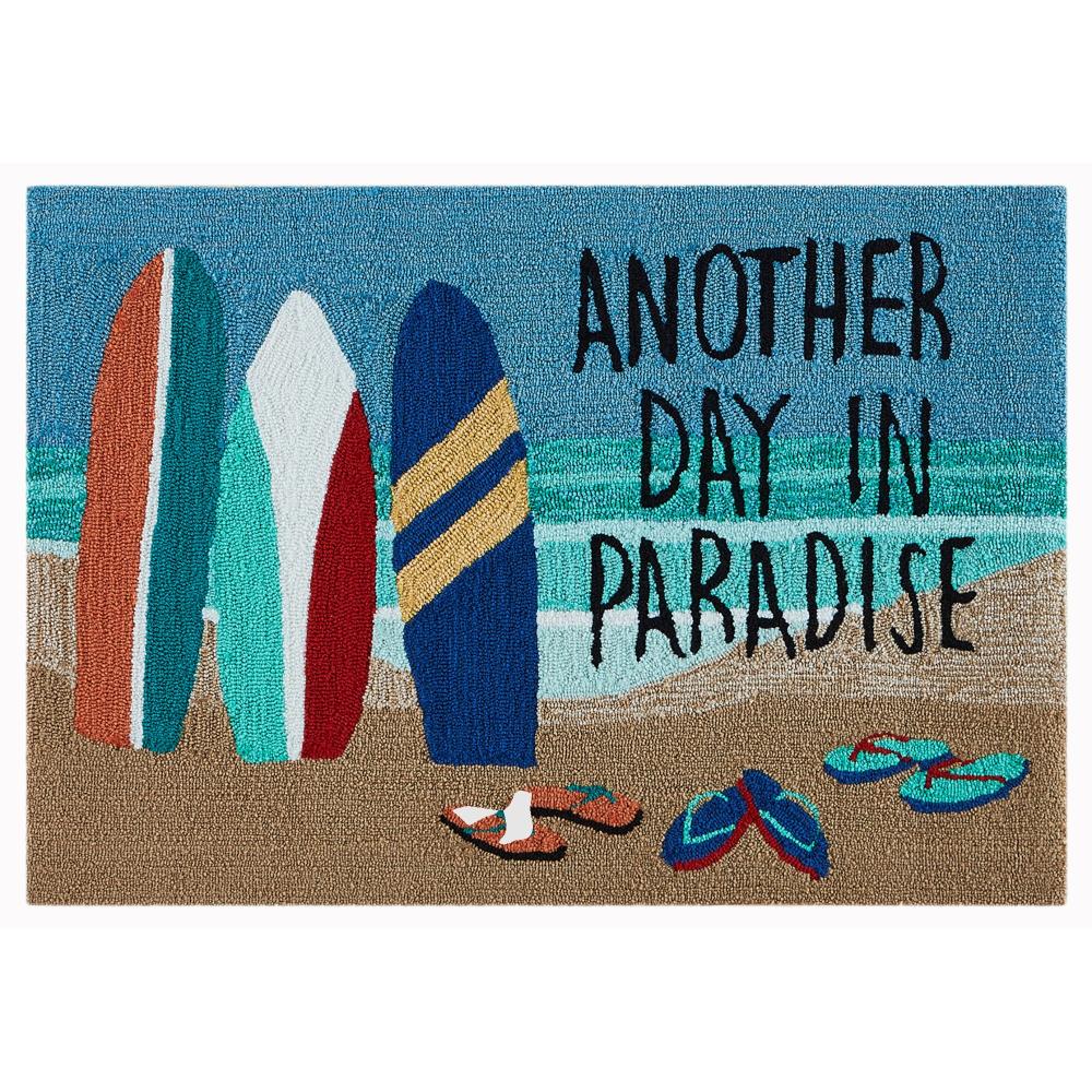 Liora Manne 4523/04 Frontporch Beach Paradise Indoor/Outdoor Rug in Blue 1 ft. 9 in. X 2 ft. 9 in.