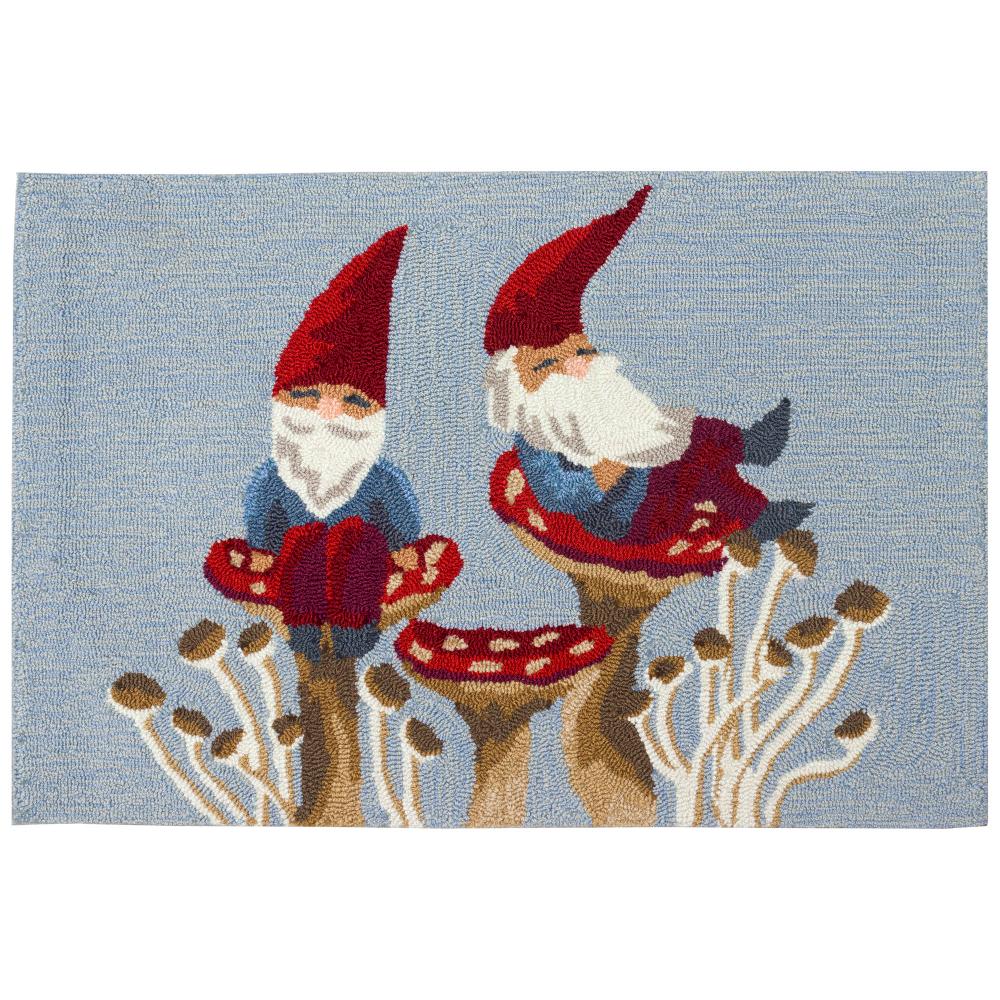 Liora Manne 4620/03 Frontporch Welcome Gnome Indoor/Outdoor Area Rug Blue 2