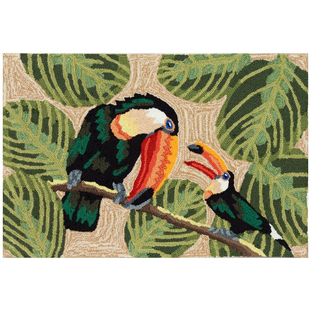 Liora Manne 4621/12 Frontporch Two Cute Toucans Indoor/Outdoor Rug Neutral 1