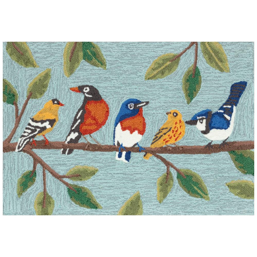 Liora Manne 4671/03 Frontporch Birds On A Branch Indoor/Outdoor Area Rug Blue 1