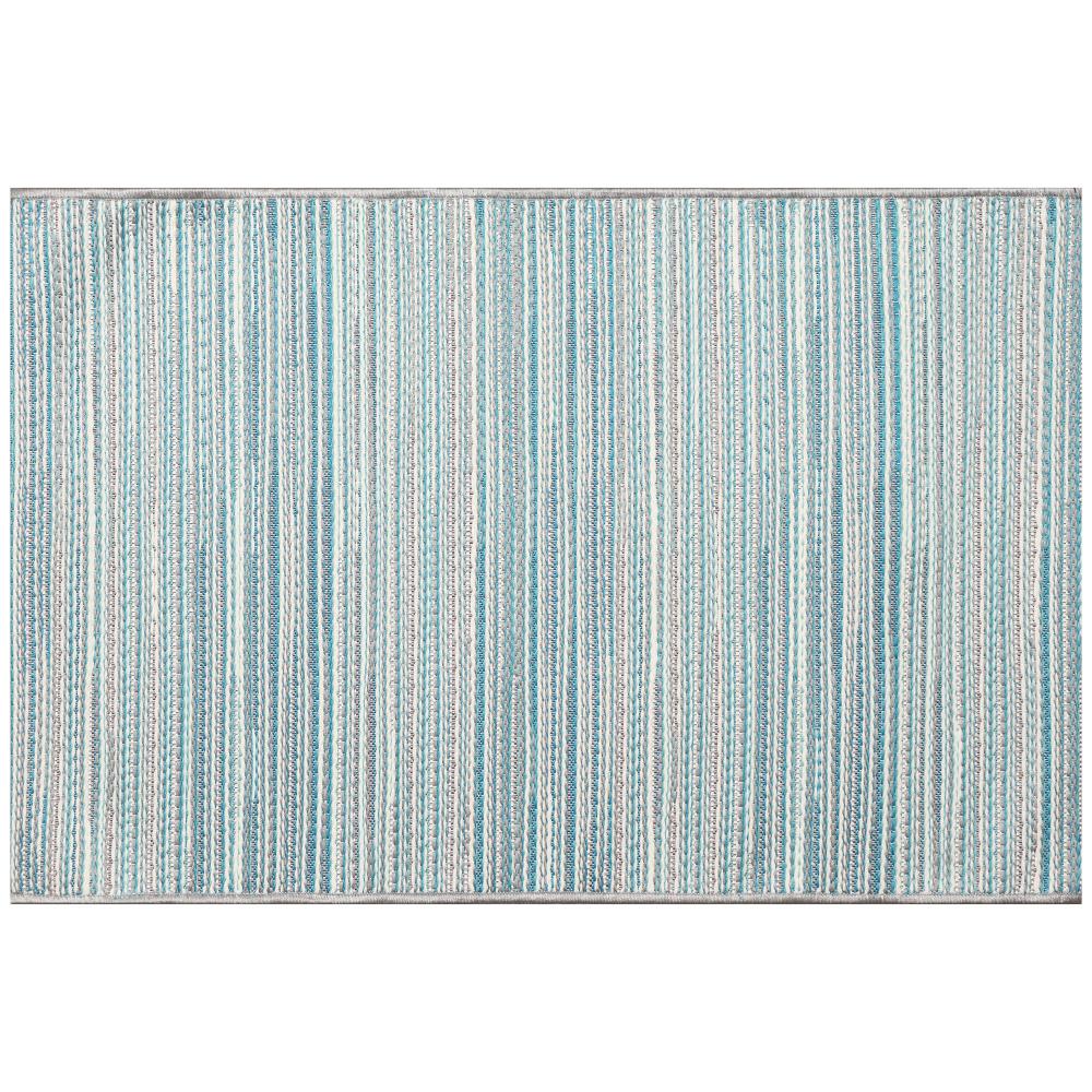 Liora Manne 7661/04 Miranda Tweed Stripe Indoor/Outdoor Rug Aqua 1