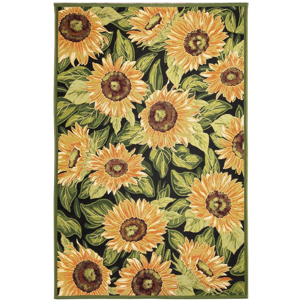 Liora Manne 8184/48 Marina Sunflowers Indoor/Outdoor Rug Black 1
