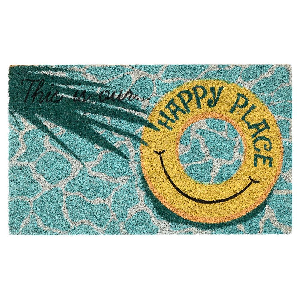 Liora Manne 2208/04 Natura This Is Our Happy Place Outdoor Mat Aqua 18"X30"