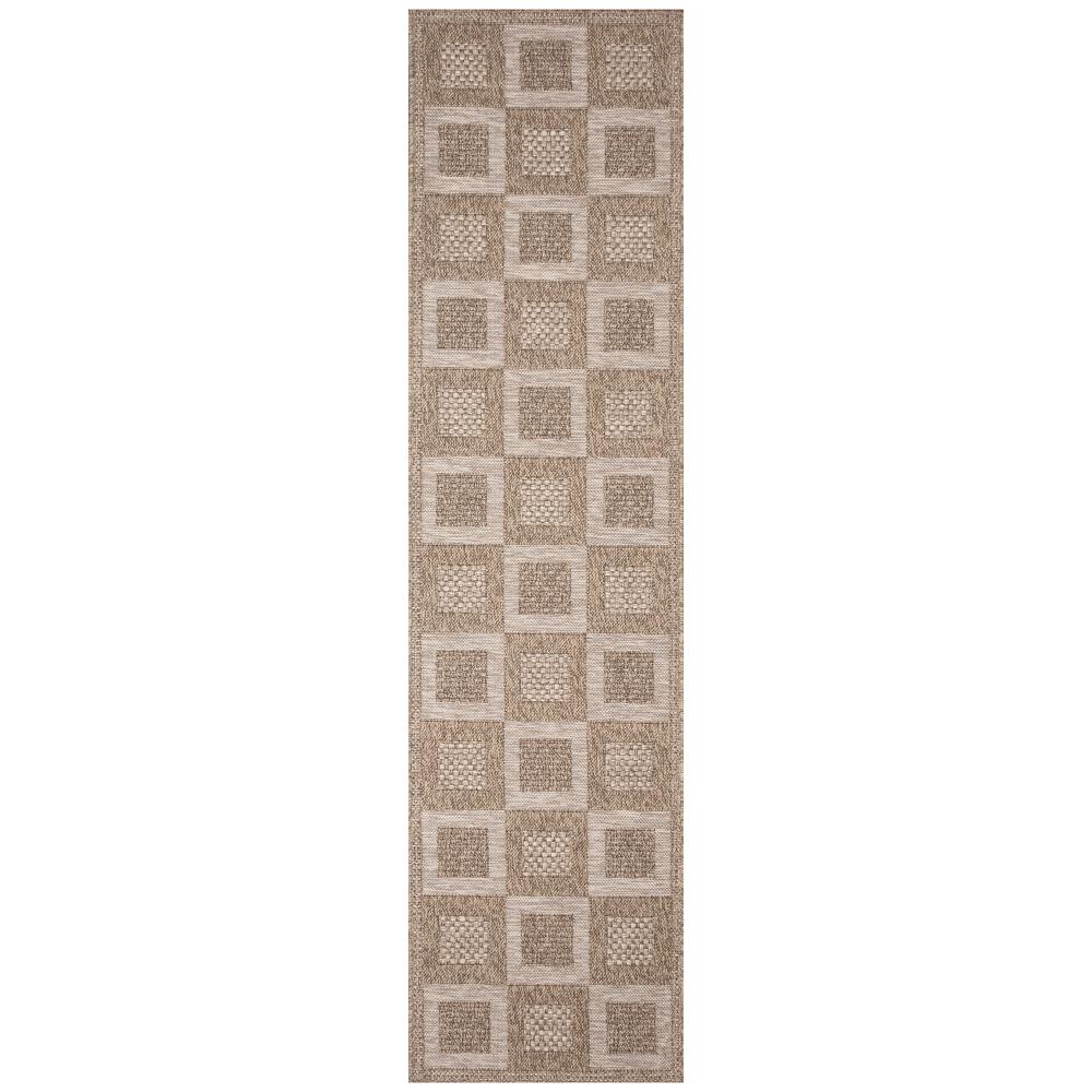 Liora Manne 6483/12 Orly Squares Indoor/Outdoor Rug Natural 1