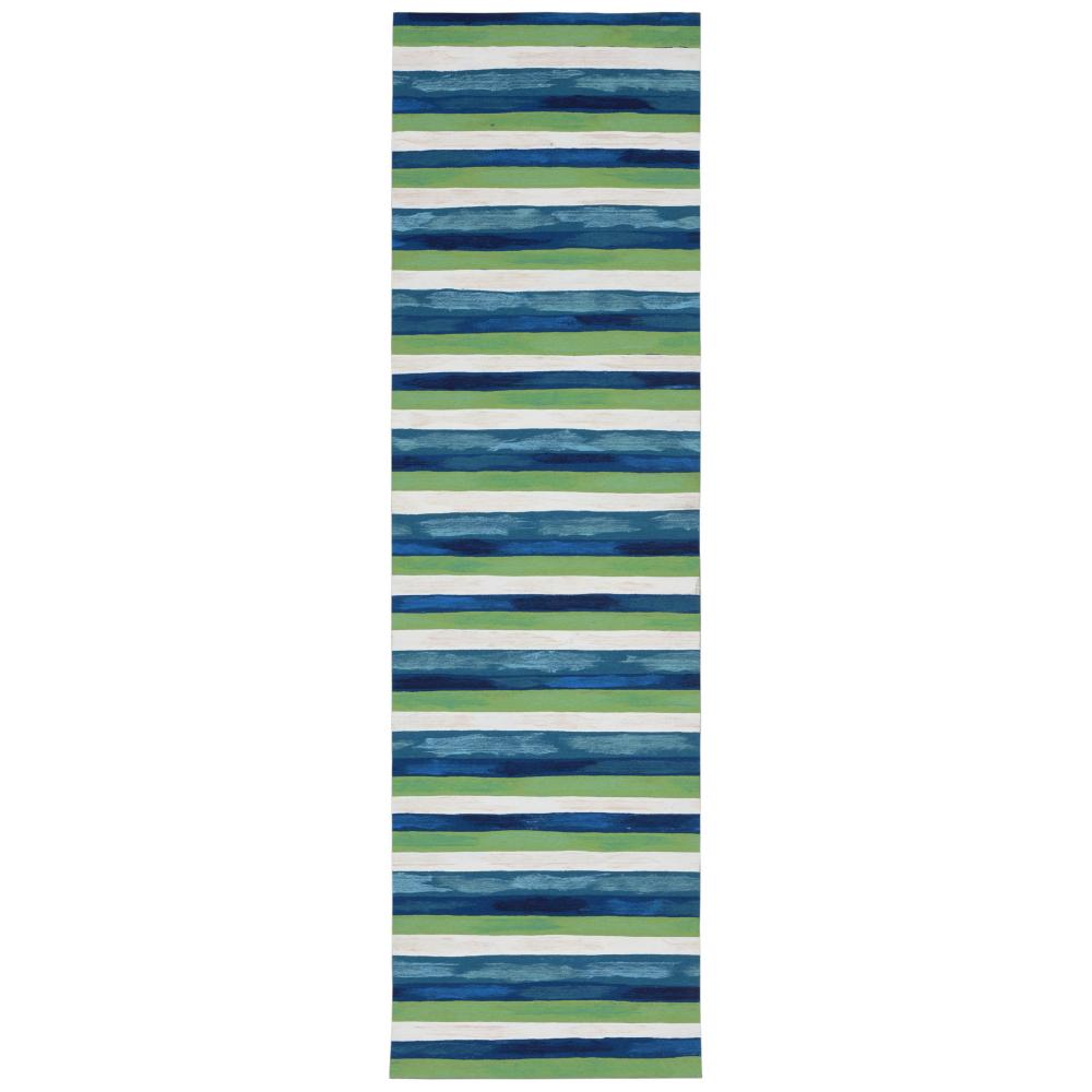 Liora Manne 4313/03  Visions II Painted Stripes Indoor/Outdoor Rug Blue 27"X8