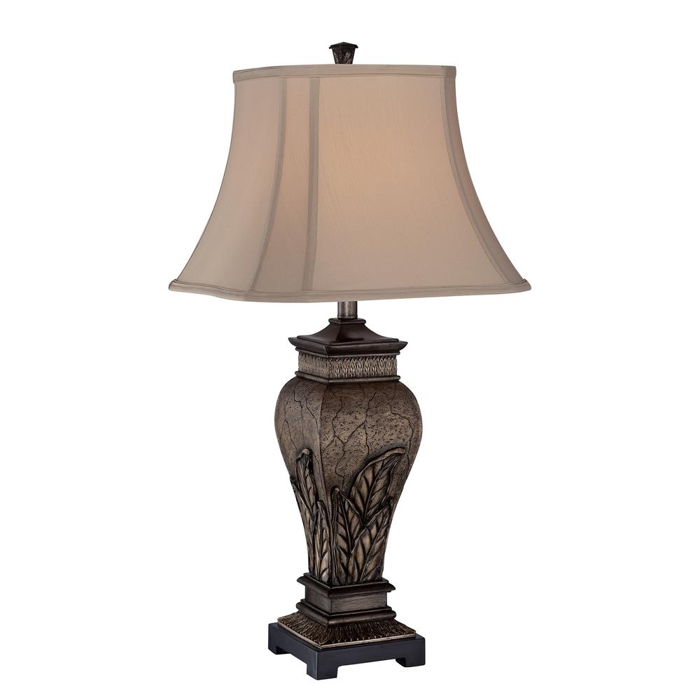 Lite Source C41225 Paulette 1 Light CFL Table Lamp in Aged Silver with Two-Tone Fabric Shade