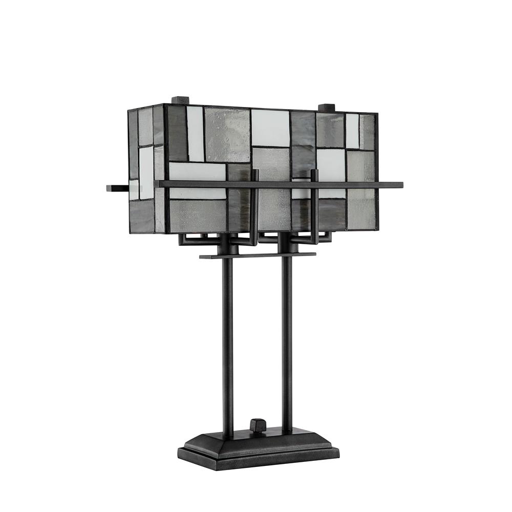 Lite Source C41397 Collins Table Lamp - Aged Gunmetal/Tiffany Shade, E27 Type A 60Wx2