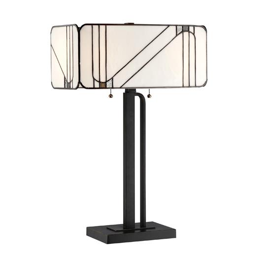 Lite Source C41416 Table Lamp - Ant. Black/tiffany Glass Shade, E27 A 60wx2