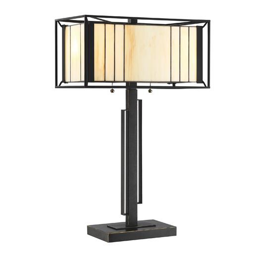 Lite Source C41419 Table Lamp - D. Brz/tiffany Glass Shade, E27 G 60wx2