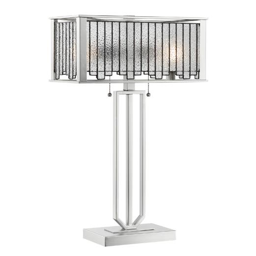 Lite Source C41420 Table Lamp - Aged Silver/tiffany Glass Shade, E27 G 60wx2