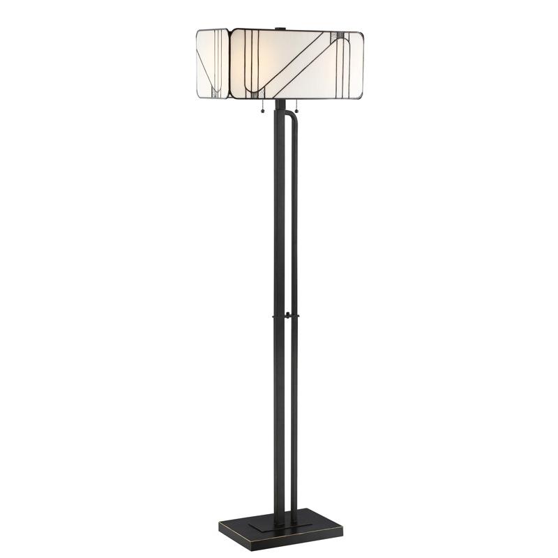 Lite Source C61416 Floor Lamp - Ant. Black/tiffany Glass Shade, E27 A 60wx2