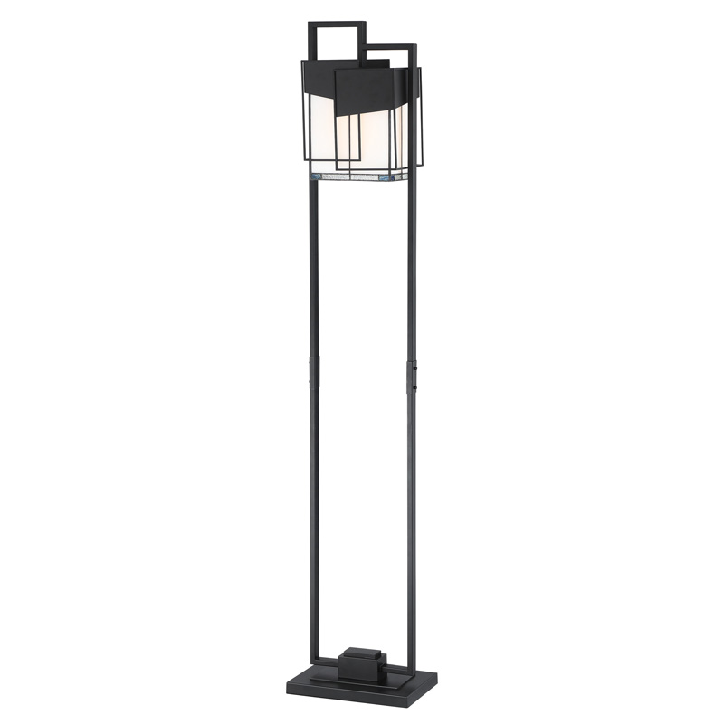 Lite Source C61426 Floor Lamp - Matt Black/arteglasse Shade, E27 Type A 60w