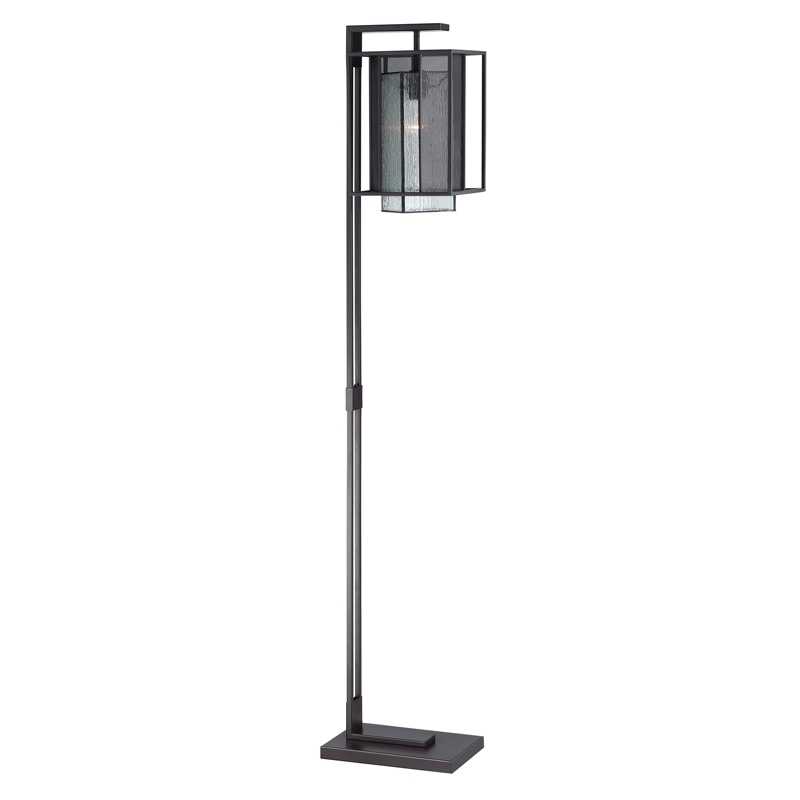 Lite Source C61427 Floor Lamp - Black/arteglasse Shade, E27 Vintage T30 60w