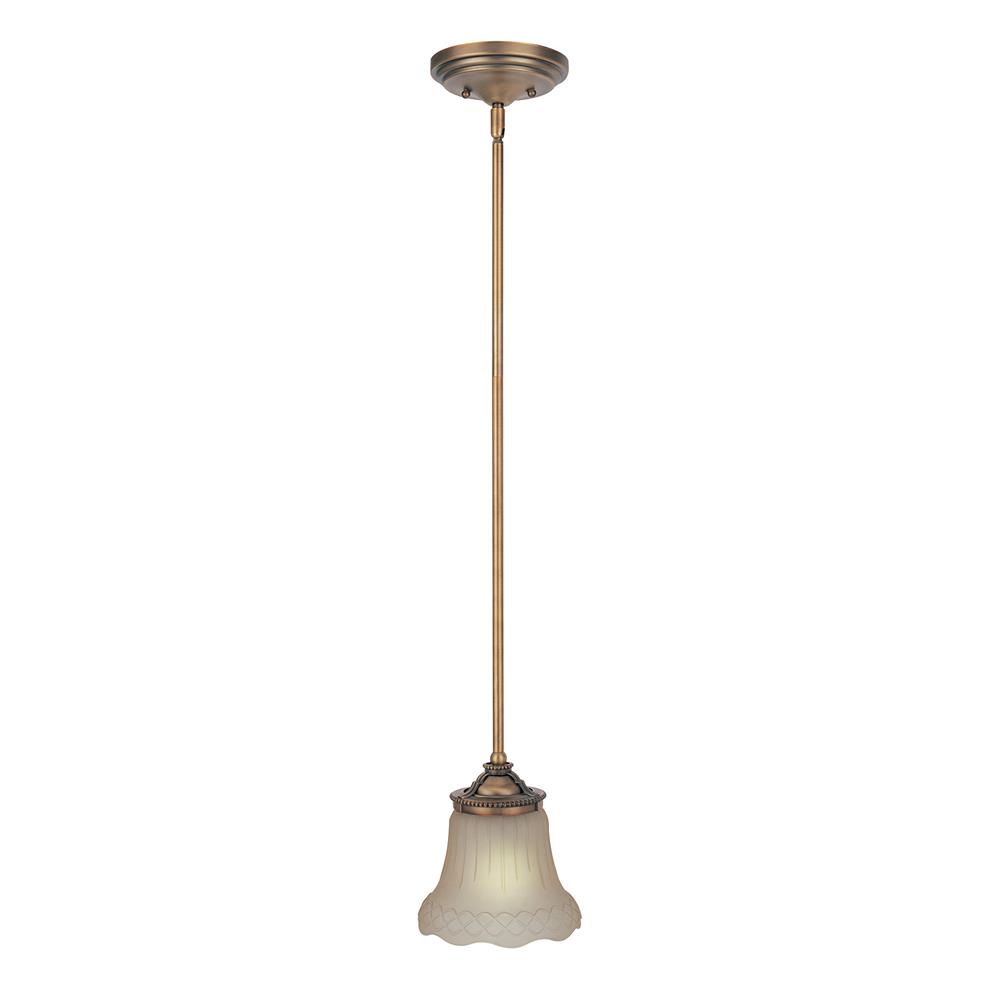 Lite Source C71202 Darcy 1 Light Mini-Pendant in Brushed Copper with Amber Glass