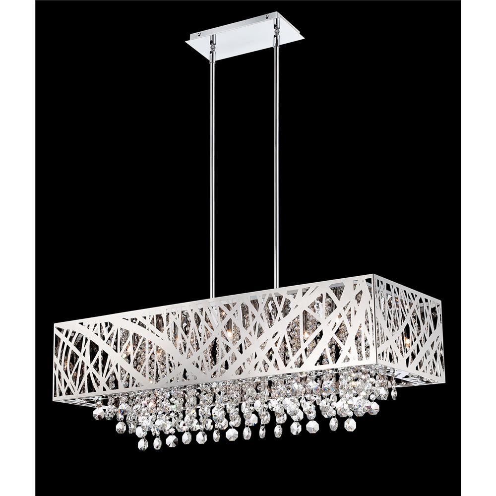 Lite Source EL-10104 Benedetta 10 Light Pendant in Chrome with Crystal