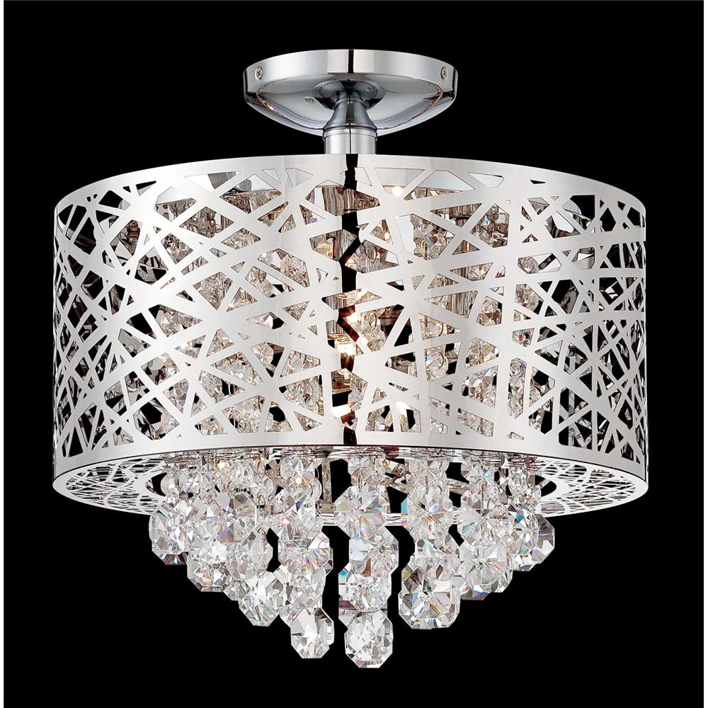 Lite Source EL-50100 Benedetta 4 Light Semi-Flush Mount in Chrome with Crystal