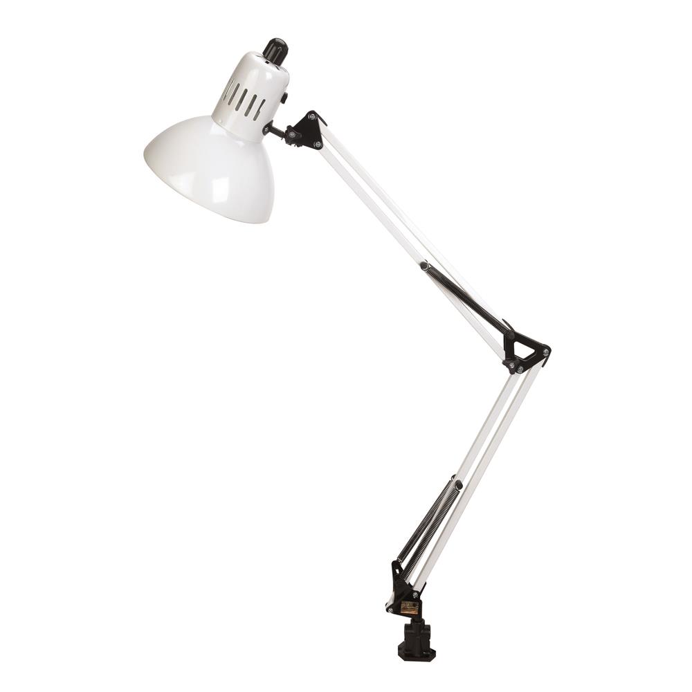 Lite Source LS-105WHT Swing-arm 1 Light Clamp-on Lamp in White
