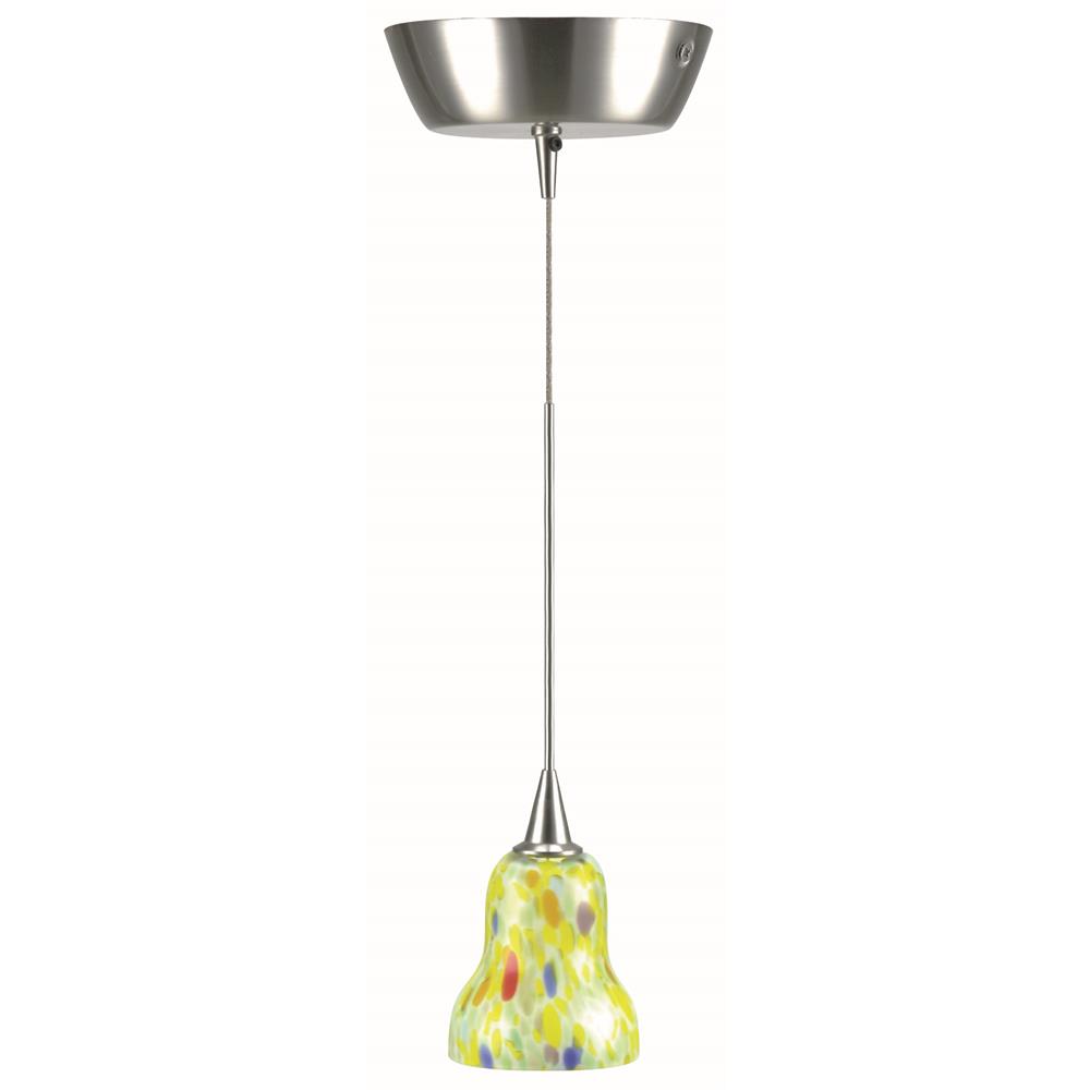 Lite Source LS-14091YLW Carlota 1 Light Mini-Pendant in Polished Steel with Colored Yellow Glass