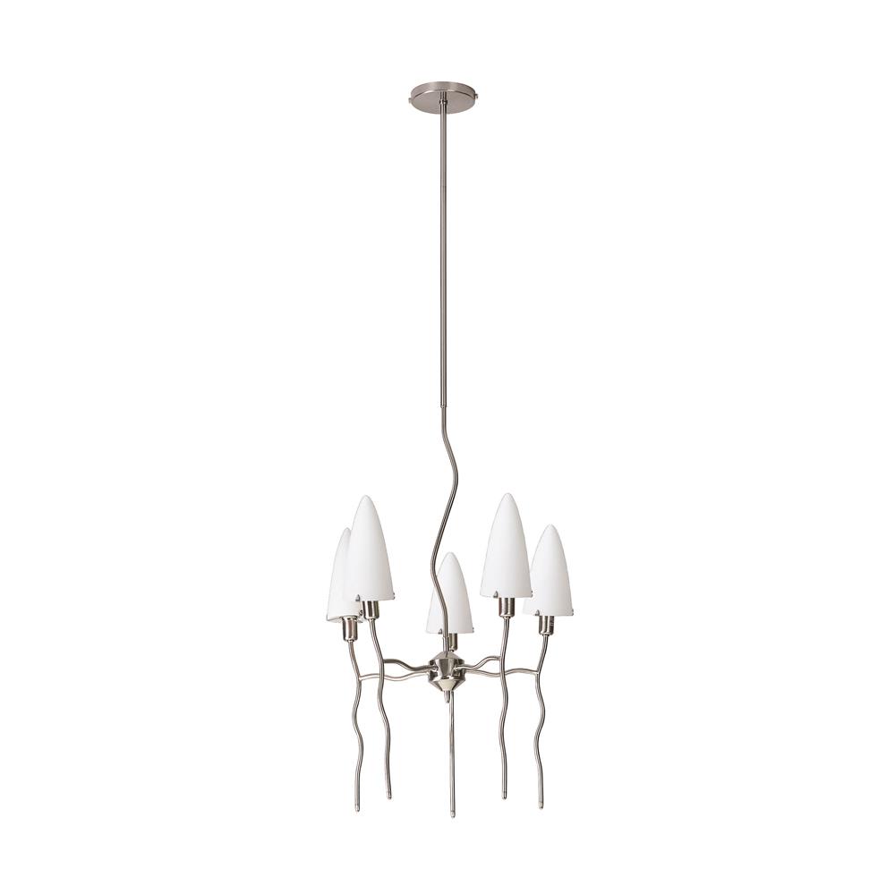 Lite Source LS-14525FROST Kaub 5 Light Chandelier in Polished Steel with Frost