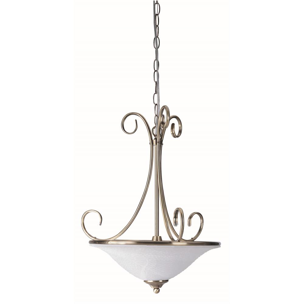 Lite Source LS-14832AB/CLD Renaissance 2 Light Pendant in Antique Brass with Cloud Glass Shade