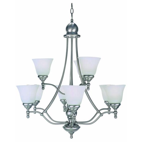 Lite Source LS-16389PS/CLD 9-lite Chandelier, Ps W/cloud Glass Shade 60wx9/a Type