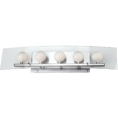 Lite Source LS-16455PS/FRO 5-lite Wall Lamp, Ps Frost Glass Ball/clear, Jc/g4 20wx5