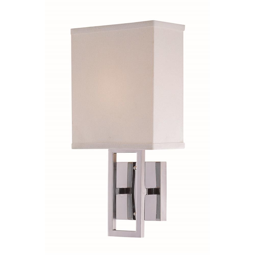 Lite Source LS-16585C/WHT Prisca 1 Light Wall Lamp in Chrome with Off-White Fabric Shade