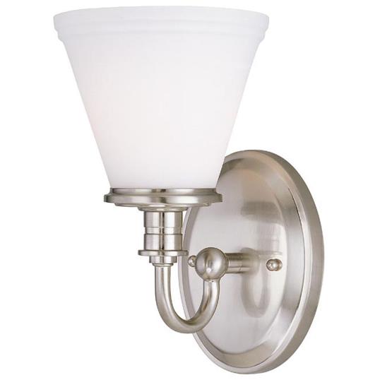Lite Source LS-16651PS/FRO 1 Light Wall Lamp with Frost Glass Shade from the Bastien Collection