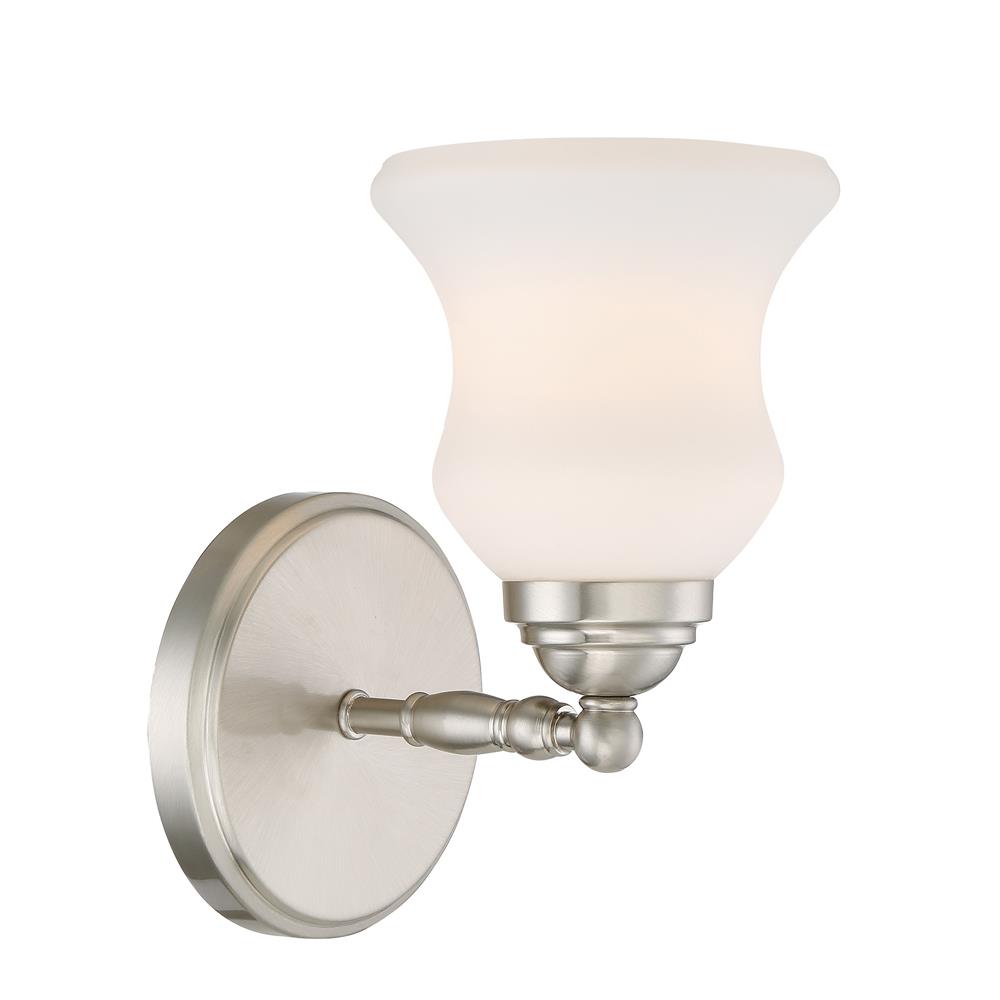 Lite Source LS-16691 Faina 1-Lite Wall Lamp, Brushed Nickel/Frost Glass Shd, E27 A 100W