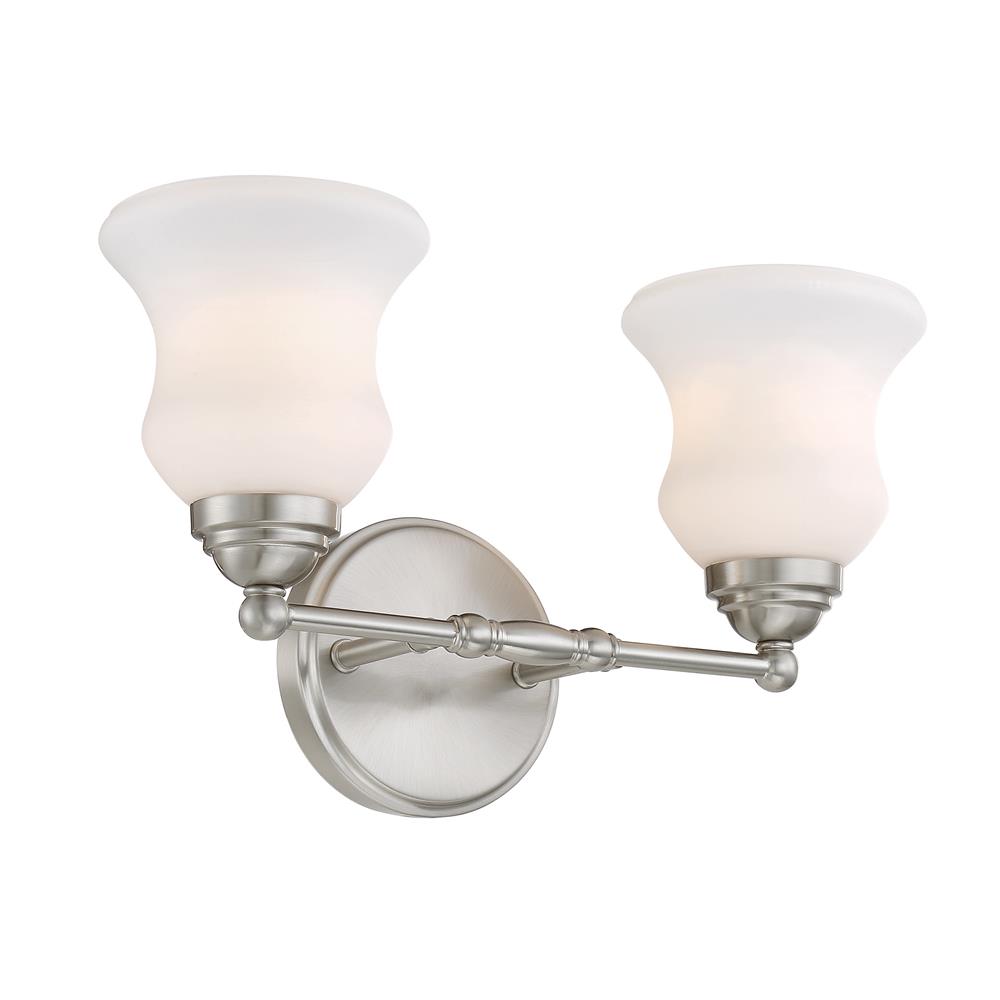 Lite Source LS-16692 Faina 2-Lite Vanity Lamp, Brushed Nickel/Frost Glass, E27 A 100Wx2