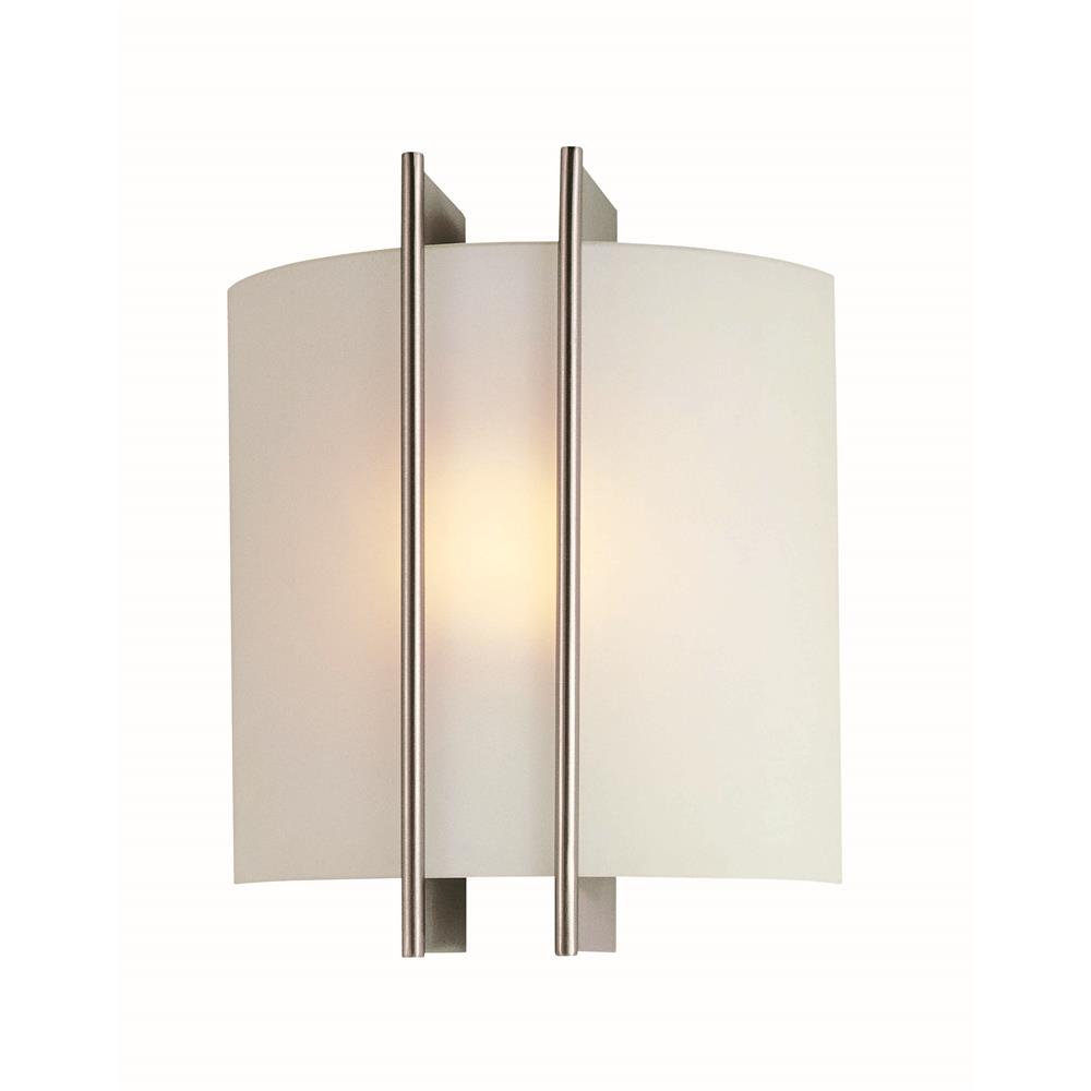 Lite Source LS-1673 Checks 1 Light Sconce in Polished Steel with Frost Glass Shade